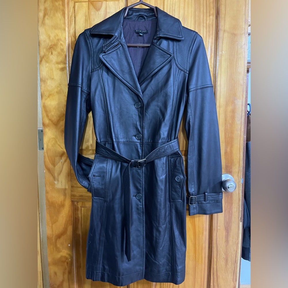 Sisley leather trench coat